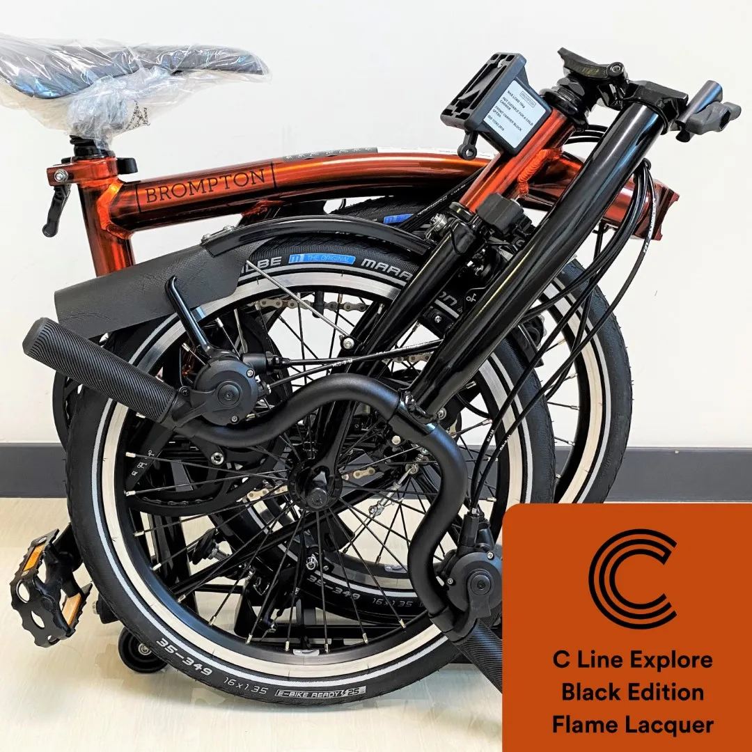 Brompton C Line Explore Black Edition Flame Lacquer WITH RACK Singapore Buy Now